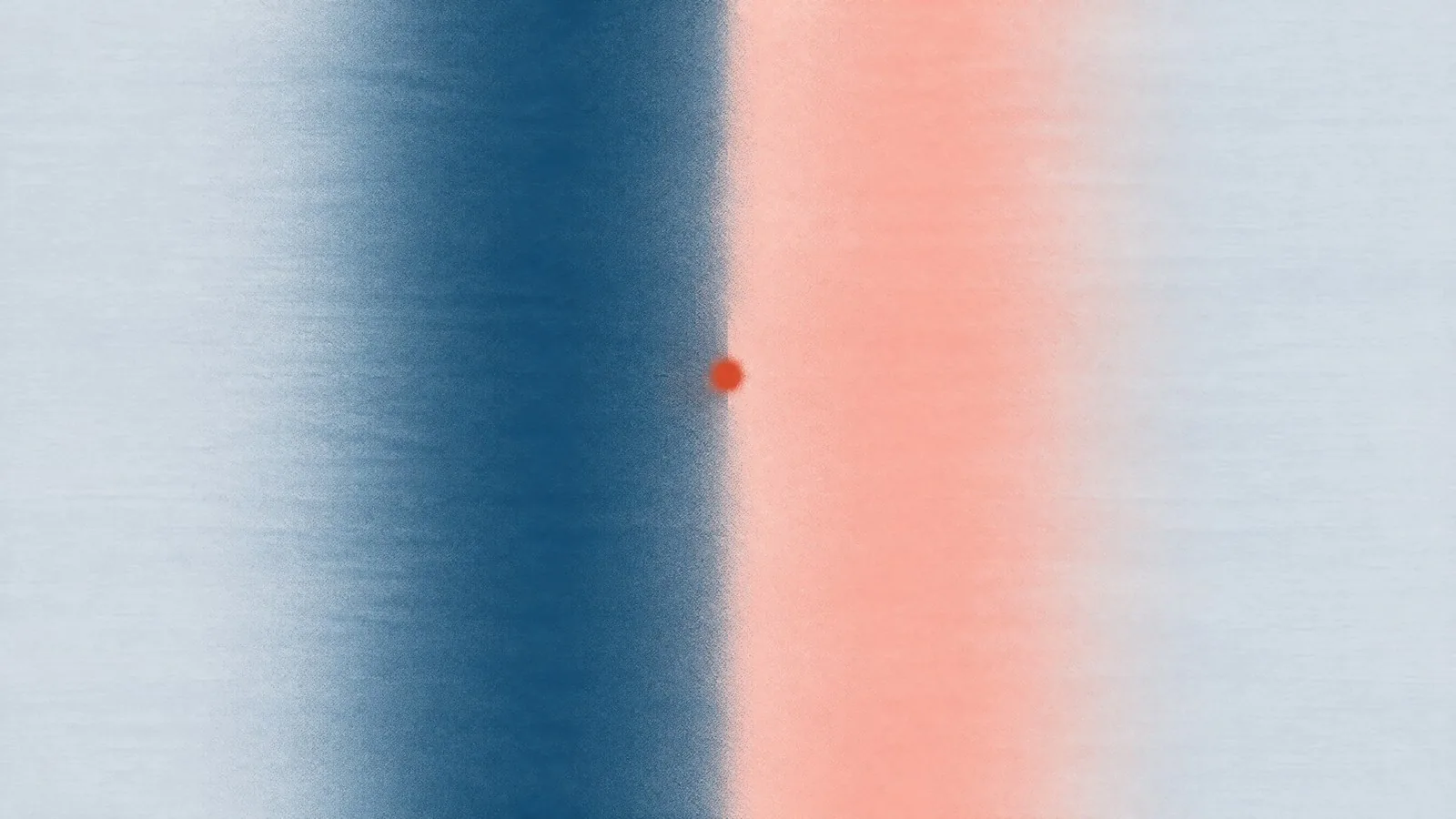 Abstract cover illustration for Mounjaro and alcohol: two soft vertical bands, blue and pink, meeting at an orange dot.